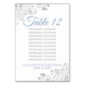 青と灰色の結婚テーブル番号の座席表 テーブルナンバー (裏面)