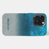 青と灰色の背景 iPhoneケース (裏面横)