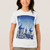 青と灰色の街並み トライブレンドＴシャツ (正面)