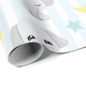 青と灰色の象のパターン男の赤ちゃん ストライプの ラッピングペーパー (ロールコーナー)