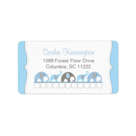 青と灰色の象の男の赤ちゃんシャワー ラベル