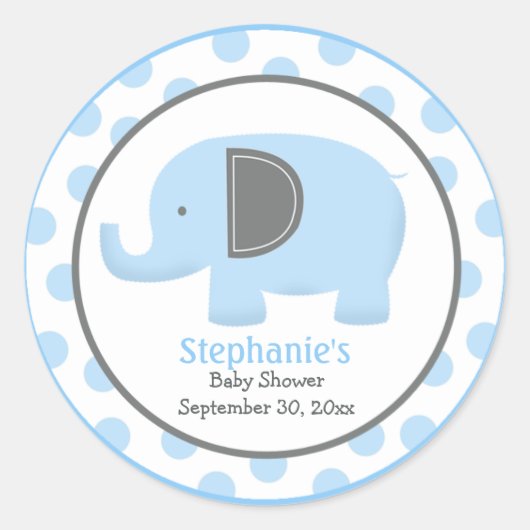 青と灰色の象モダン丸シール ラウンドシール (正面)