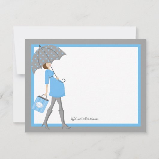 青と灰色の買い物客ベビーシャワー招待状 招待状 (裏面)