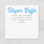 青と灰色の赤ちゃんシャワーおむつラッフルチケット エンクロージャーカード (正面)