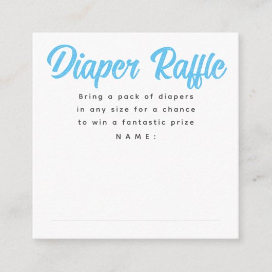 青と灰色の赤ちゃんシャワーおむつラッフルチケット エンクロージャーカード (正面)