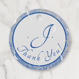 青と灰色の霜降りモノグラムの フェイバータグ