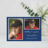 青と灰色の2枚のフォトコラージュ- 3x5 Gradの発表 招待状 (スタンド正面)