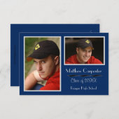 青と灰色の2枚のフォトコラージュ- 3x5 Gradの発表 招待状 (正面/裏面)