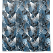 青と灰色。抽象化。 シャワーカーテン (正面)