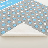 青と灰色(水玉模様と名前) シェルパブランケット (3/4)