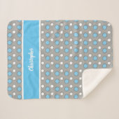 青と灰色(水玉模様と名前) シェルパブランケット (正面(横))