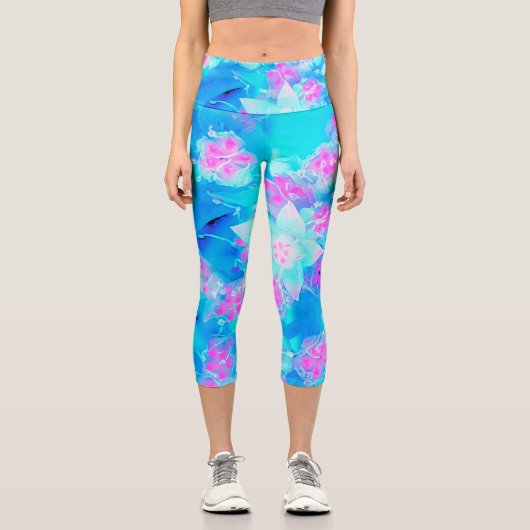 青と熱いピンクの多肉質の水中セダム カプリレギンス (正面)