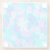 青と熱いピンクの多肉質の水中セダム ガラスコースター (裏面)