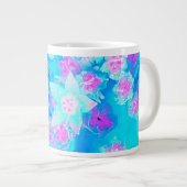 青と熱いピンクの多肉質の水中セダム ジャンボコーヒーマグカップ (正面右)