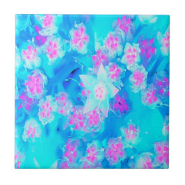 青と熱いピンクの多肉質の水中セダム タイル