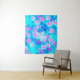 青と熱いピンクの多肉質の水中セダム タペストリー