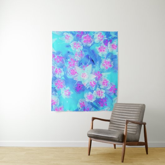 青と熱いピンクの多肉質の水中セダム タペストリー (インサイチュ)