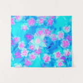 青と熱いピンクの多肉質の水中セダム タペストリー (正面(横))