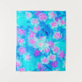 青と熱いピンクの多肉質の水中セダム タペストリー (正面)