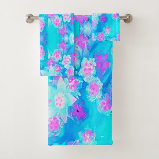 青と熱いピンクの多肉質の水中セダム バスタオルセット (インサイチュ)