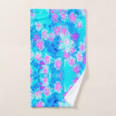 青と熱いピンクの多肉質の水中セダム バスタオルセット (ハンドタオル)