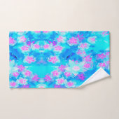 青と熱いピンクの多肉質の水中セダム バスタオルセット (ハンドタオル)