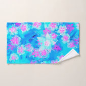 青と熱いピンクの多肉質の水中セダム バスタオルセット (ハンドタオル)