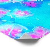 青と熱いピンクの多肉質の水中セダム ポスター (角)