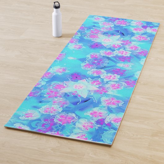青と熱いピンクの多肉質の水中セダム ヨガマット (インサイチュ)