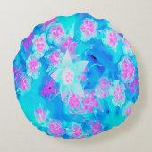 青と熱いピンクの多肉質の水中セダム ラウンドクッション (裏面)