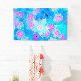 青と熱いピンクの多肉質の水中セダム 横断幕