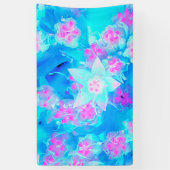 青と熱いピンクの多肉質の水中セダム 横断幕 (縦)