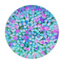 青と熱ピンク多肉性セダム花詳細 カッティングボード