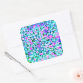 青と熱ピンク多肉性セダム花詳細 スクエアシール (封筒)