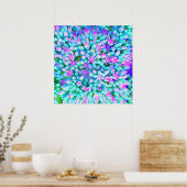 青と熱ピンク多肉性セダム花詳細 ポスター (キッチン)