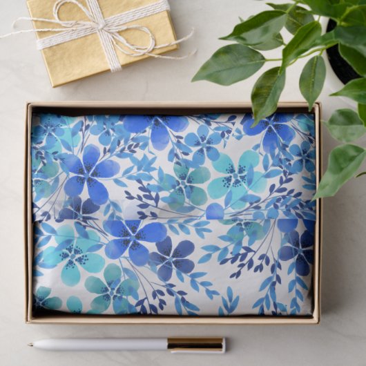 青と王室のターコイズガーデンフラワー 薄葉紙 (ギフト)