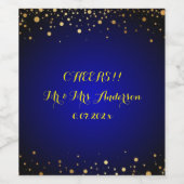 青と王室の金ゴールドの結婚式招待状ワインラベル ワインラベル (シングルラベル)