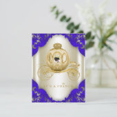 青と王室の金ゴールドキャリッジ王子ベビーシャワー 招待状 (スタンド正面)