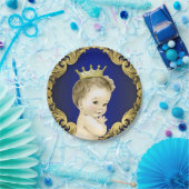 青と王室の金ゴールドプリンスベビーシャワー ペーパープレート (パーティー)