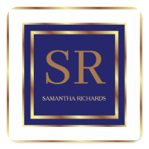 青と王室の金ゴールドモノグラム幾何学模様