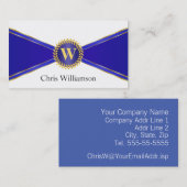 青と王室の金ゴールドモノグラム 名刺 (正面/裏面)