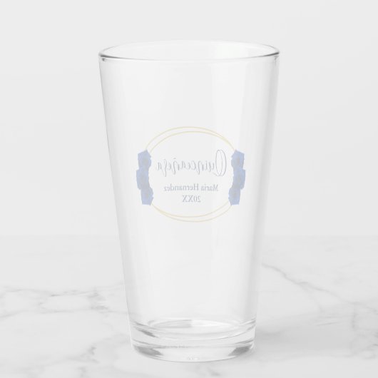 青と王室の金ゴールド幾何学模様キンセニェラ タンブラーグラス (裏面)