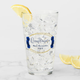 青と王室の金ゴールド幾何学模様キンセニェラ タンブラーグラス