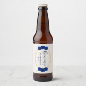 青と王室の金ゴールド幾何学模様キンセニェラ ビールラベル (正面)