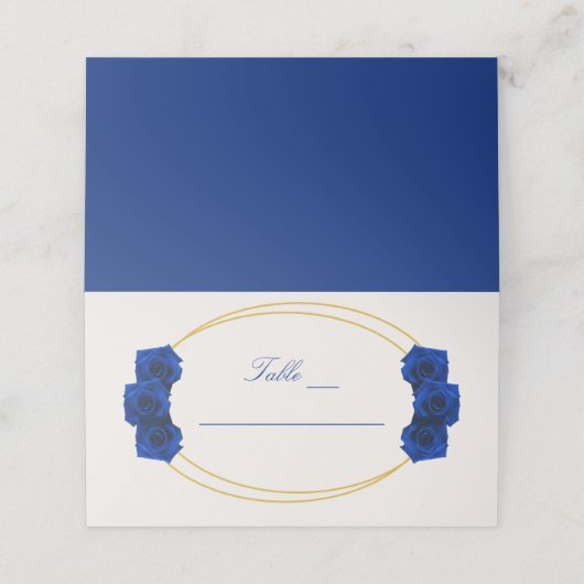 青と王室の金ゴールド幾何学模様キンセニェラ プレイスカード (外部開封)