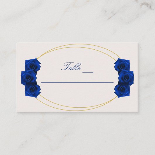 青と王室の金ゴールド幾何学模様キンセニェラ プレイスカード (正面)