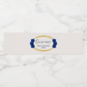 青と王室の金ゴールド幾何学模様キンセニェラ ペットボトルラベル (シングルラベル)