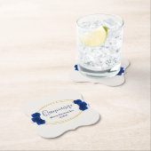 青と王室の金ゴールド幾何学模様キンセニェラ ペーパーコースター (インサイチュ)