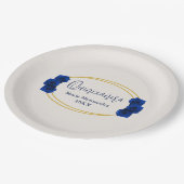 青と王室の金ゴールド幾何学模様キンセニェラ ペーパープレート (アングル)