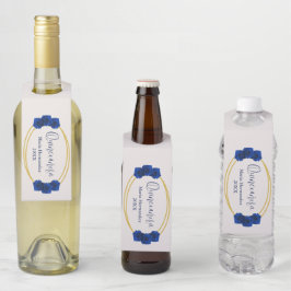 青と王室の金ゴールド幾何学模様キンセニェラ ボトルネックタグ